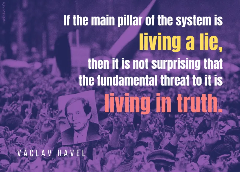 Havel - main pillar system living a lie not surprising fundamental threat living in truth - wist.info quote