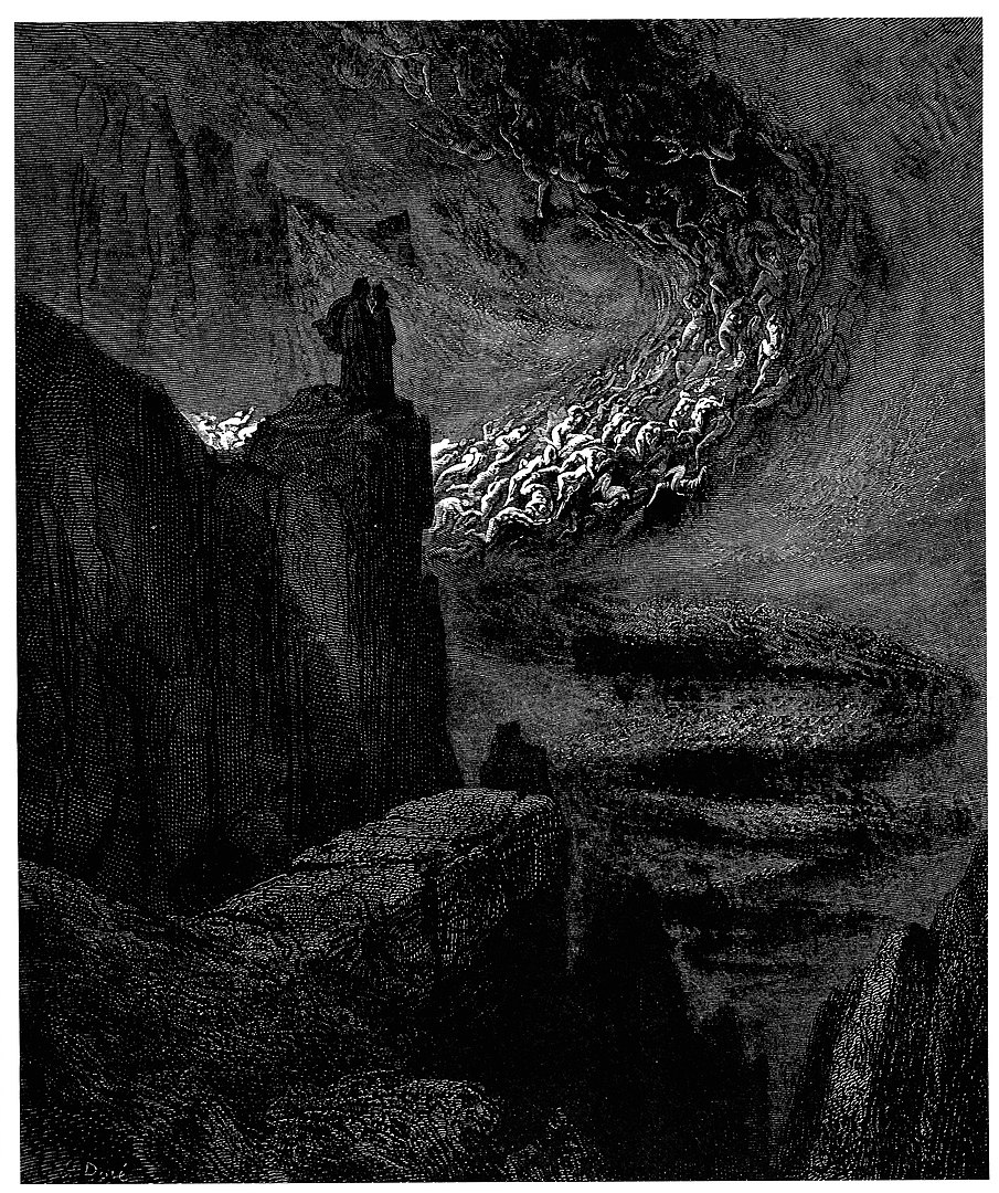 The Divine Comedy by Dante Alighieri , Inferno, Canto 34 : Virgil and Dante  ascend to the upper