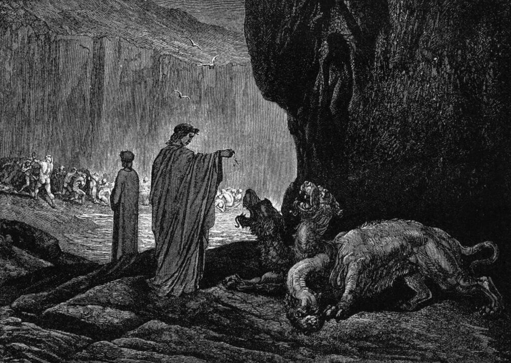 Inferno, Canto 1 : Dante in the savage wood, illustration from The Divine  Comedy by Dante Alighieri, 1885