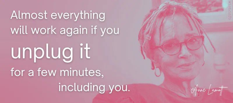 lamott - almost everything will work again if you unplug it for a few minutes, including you - wist.info quote lamott - almost everything will work again if you unplug it for a few minutes, including you - wist.info quote