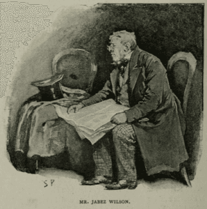 Sydney Paget Strand magazine drawing of "Jabez Wilson" from "The Red-Headed League" 1891